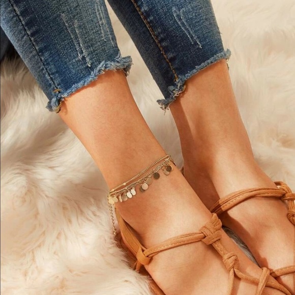 mam262 Jewelry - Layered Gold Circle Anklet